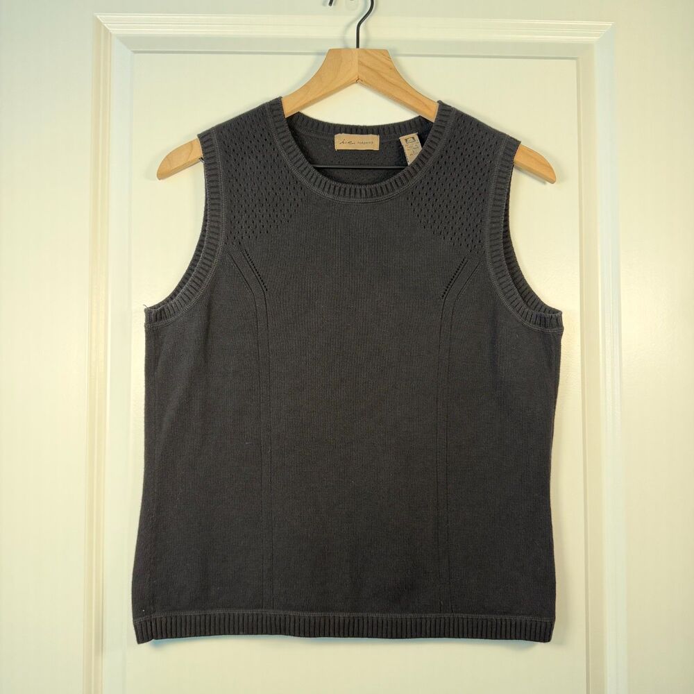 Y2K i.e. relaxed Black Cotton Sweater Vest Made in Australia Size L